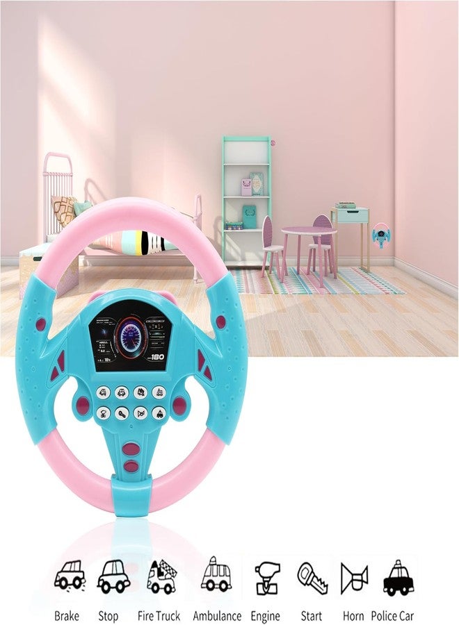 lizepto Premium Kids Driving Steering Wheel Funny Interactive Driving Wheel with Music (Pink-Blue) - Image 4
